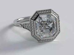 4.00Ct Asscher Cut Lab-Created Diamond Halo Octagon Anniversary 925 Silver Ring