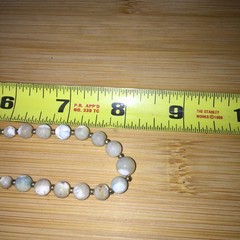 Vintage Graduated Beaded Necklace Brass Tone Cream Blue Green Boho Chic