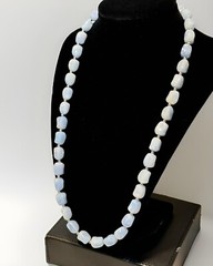 Vintage Trifari Blue Lace Lucite Necklace 32in Long