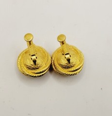 Napier Earrings Gold Tone Faux Pearl Screw Back Clip On Hoop Rope .75 in Vintage