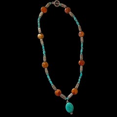 Turquoise Beaded Necklace Blue Howlite Nuggets Silver Tone Western Southwestern