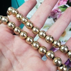Vintage Unsigned Gold Tone Metal Beaded Necklace Metal Beads on Chain Choker
