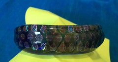 Unique Handmade Fused Glass Bangle 2.25” Interior Diameter