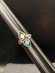 SZ 5.25 Vintage Sterling Silver Turquoise Shell Southwest Native Estate Ring 925