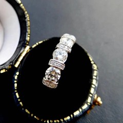 Art Deco Style Round Cut Lab Created Diamond 14k White Gold FN Engagement Ring