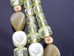 Vintage West Germany Multi Strand Green Bead Necklace 16.5–18″