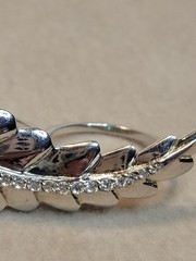 Vtg 925 Double Finger Leaf Ring CZ Accents Size 7 And Size 6 Sterling Silver