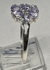 (10) 9x 6x4mm 2 Ct Faceted Tanzanite Cluster 925 Silver Ring size 9.75 Cocktail
