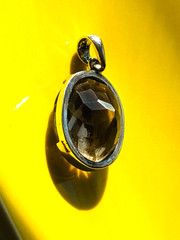 Vintage SMOKY QUARTZ PENDANT 925 Silver Faceted Gorgeous Color 7/8 x 5/8″ FAT