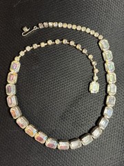 Aurora Borealis Rhinestone Rivière Necklace Mid-20th Century