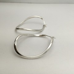 Vintage Sterling Silver 2” Twist Oval Hoop Earrings Marked 925 MWS 6.9g #00