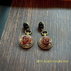 Vintage French Court Style Rose Earrings For Women 3D Resin Floral Stud Jewelry