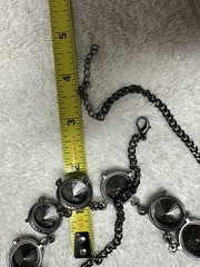 Shiny Smoky Gray/Black Rivoli Rhinestone Antiqued Chain Collar Necklace n646