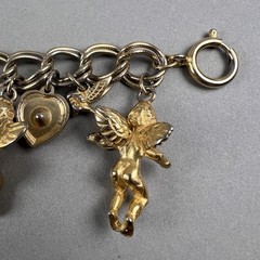 Vintage Kirks Folly Charm Bracelet Watch Angels Hearts Works! AS IS q3z