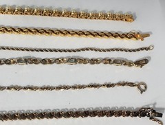 Vtg Sterling Silver Gold Tennis Chain Bracelets Lot of 6 Diamond Aquamarine