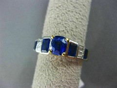 ESTATE 2.46CT DIAMOND & SAPPHIRE 18KT TWO TONE GOLD 3D FILIGREE ENGAGEMENT RING