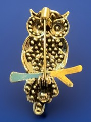Rhinestone Owl Brooch Pin: Bird Costume Jewelry
