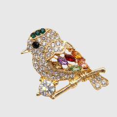 Sparkling Crystal Bird Brooch Pin Rhinestone Colorful Women Dress Scarf Hat