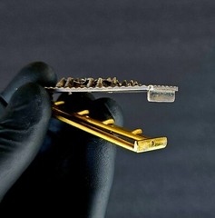 Antique Victorian 925Sterling Silver Filigree Gilt Brass Hair Slide Barette Clip