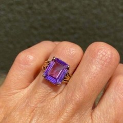 Art Deco 5.30Ct Lab-Created Purple Diamond Vintage Style Ring 14K Yellow Gold FN