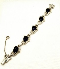 Vintage Barclay Art Deco Rhinestone Blue Panel Link Bracelet