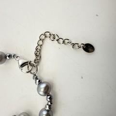 Lucas Lameth Necklace Pearl Quartz Hematite Sterling Silver Gray Neutral JTV 925