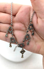 Vintage JUDITH JACK Sterling Silver Marcasite Necklace 925 Art Deco Revival