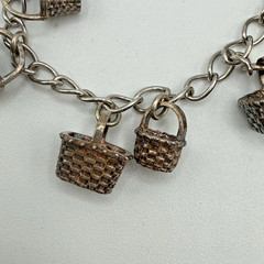 Estate Vtg BCB BROWN COUNTY BASKETS Sterling Silver Basket Charm Bracelet – 7.5″