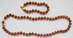 LOVELY VINTAGE POLISHED AMBER KNOTTED NECKLACE & BRACELET