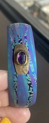 STUNNING HOLLY YASHI CUFF BRACELET, FACETED AMETHYST GEMSTONE ACCENT EX. COND