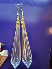 Rhinestone chandelier and Mid Century Deco Pyramid earring lot of 4