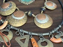 COLLECTOR ESTATE lot Hippie &Modernist Jewelry Boho Amethyst Bib Collar Necklace