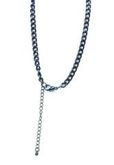 Gold Rhinestone Statement Bib Necklace Black Tone Chain Teardrop