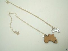 2 Sterling Silver & Wood Africa with heart Pendant Necklaces Excellent condition