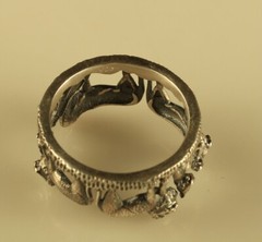 Vtg Sterling Signed 925 Detailed Pride of Lions and Cubs Animals Ring Band 7 1/2