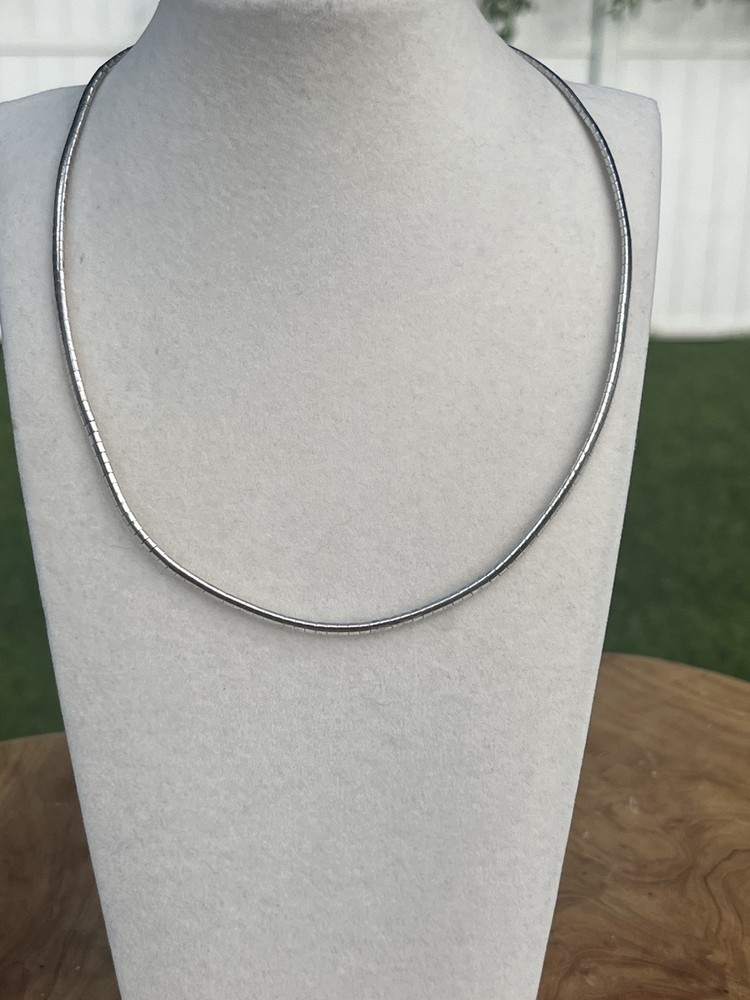 Vintage Italy 925 Sterling Silver 15” Square Snake Chain Choker Necklace