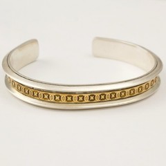 Vintage Artisan Sterling Silver and Brass Cuff Bracelet