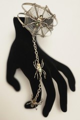 Alpaca Mexico Silver Spider Web Slave Cuff Bracelet With Abalone Or Paua 1980’s