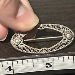 7 OLD ANTIQUE VICTORIAN MIXED METALS RHINESTONE FILIGREE PINS BROOCH