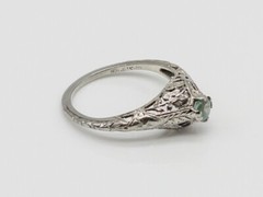 Antique 1920s Belais $2400 Old Euro Alexandrite 18k White Gold Filigree Ring