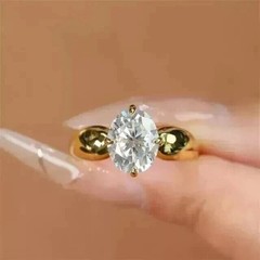 2Ct Oval Cut Lab Created Diamond WeddingEngagement Ring 14K Yellow Gold Plated