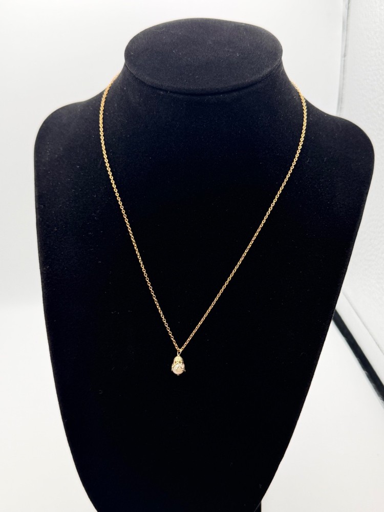 Vintage Gold Filled Lavalier Necklace Genuine Cultured Pearl Drop Pendant 18”