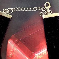 Vintage Sterlling Silver 925 Choker Collar Black Lace Velvet Necklace Pendant