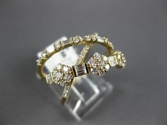 LARGE .99CT DIAMOND 14KT YELLOW GOLD ROUND & BAGUETTE MULTI FLOWER INFINITY RING