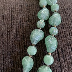 Vintage Teal/Green Beads Necklace WESTERN GERMANY. 15.5 Inches Beautiful Clasp