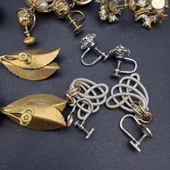 Lot of 9 Pairs Vintage Retro Clip On Screw Back Earrings Mixed Materials Styles
