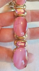 Vintage Pink Glass Costume Brooch, Earrings, Bracelet