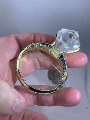 Ring with Clear Rhinestones AJC Vintage Gold Brooch Pin M-3318