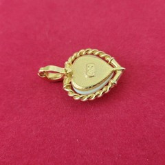 Vintage Lady Remington Heart Shaped Faux Pearl Gold Tone Pendant Cottagecore