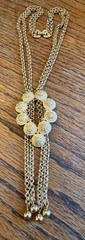 VTG CROWN TRIFARI DOUBLE CHAIN ETRUSCAN REVIVAL LARIAT WITH 4 DANGLES NECKLACE